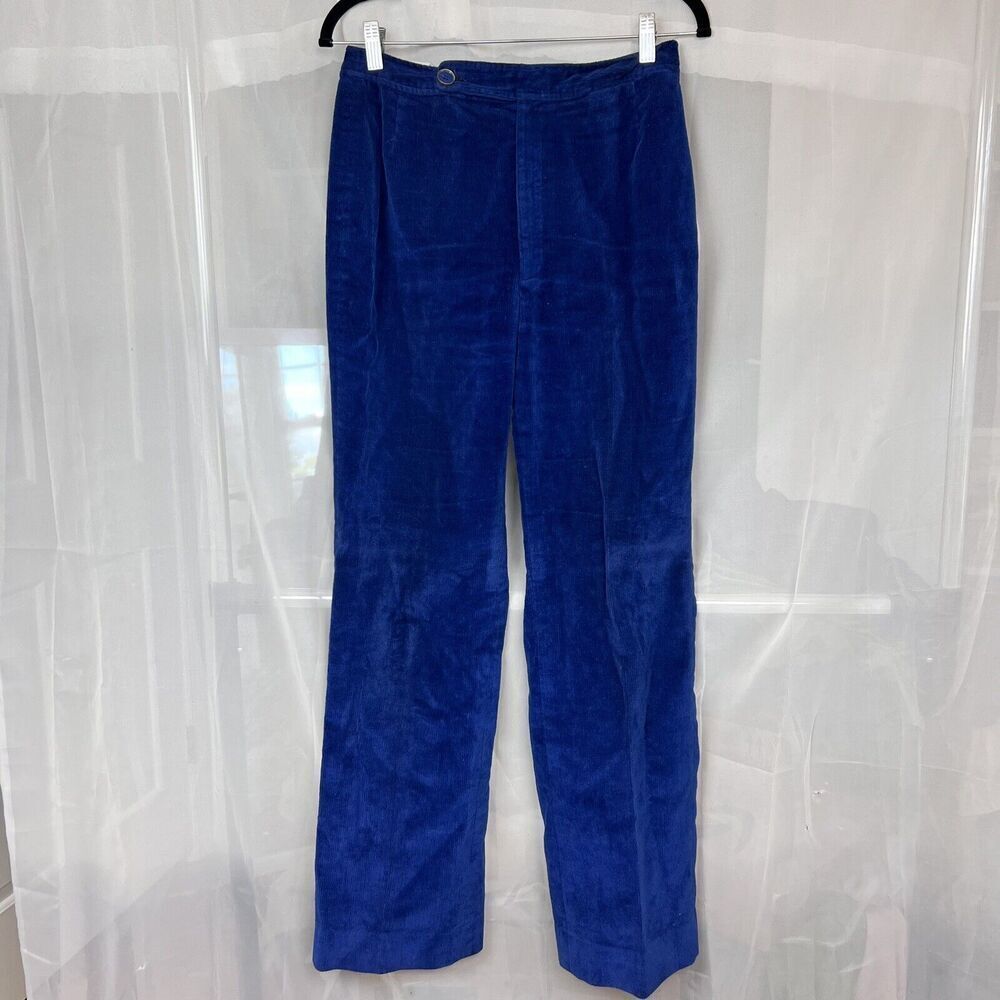 vintage 1970s Gordon blue corduroy trouser pants womens 28in waist retro hippie